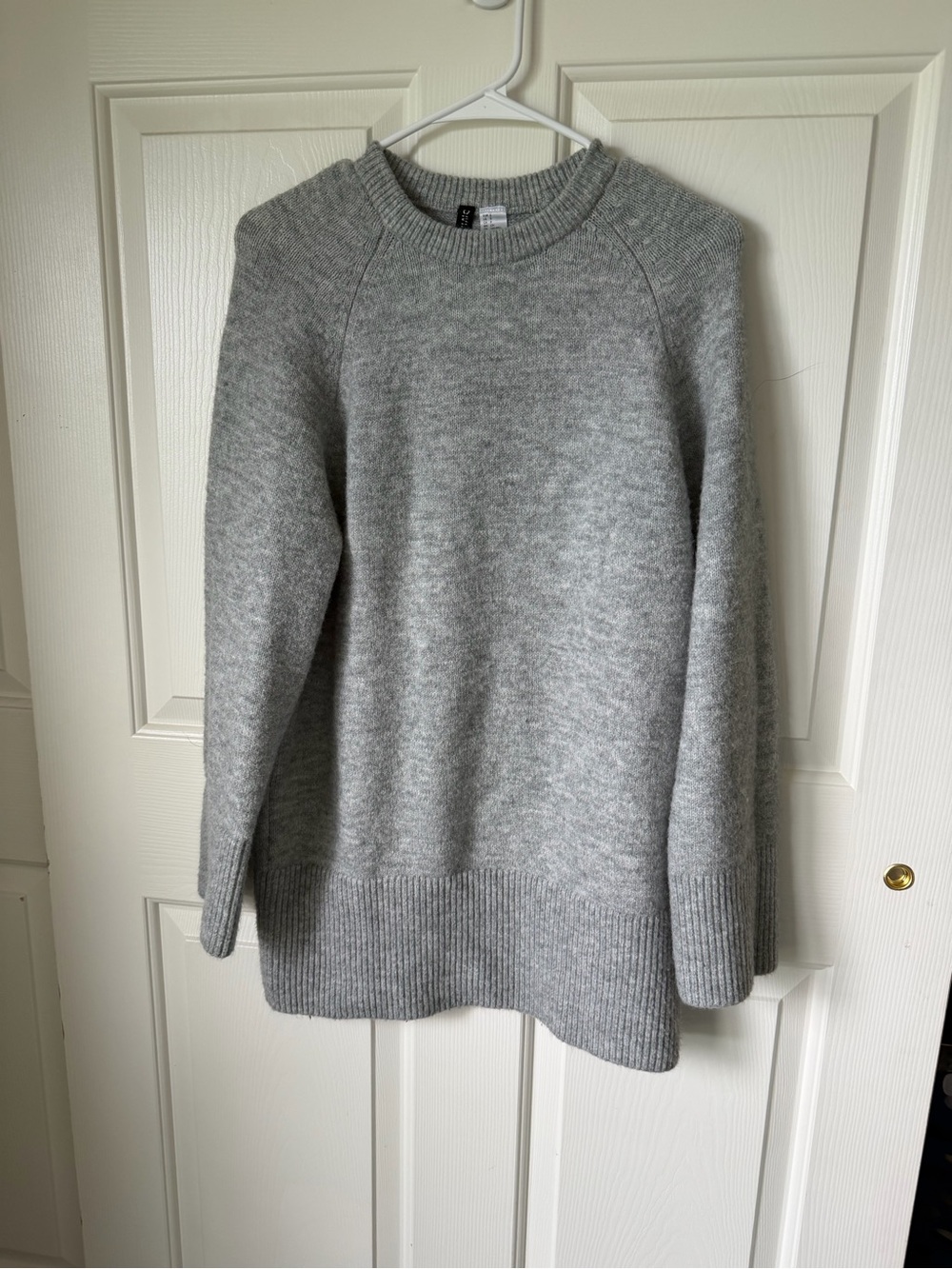 Cozy Women's Crewneck Sweater Dress - Light Gray